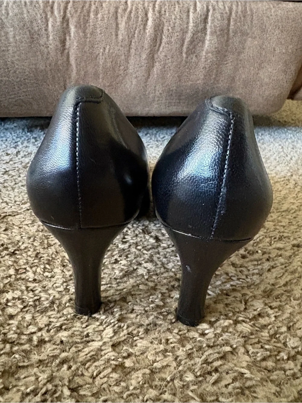 Bill Blass Black Leather Square-Toe Pumps